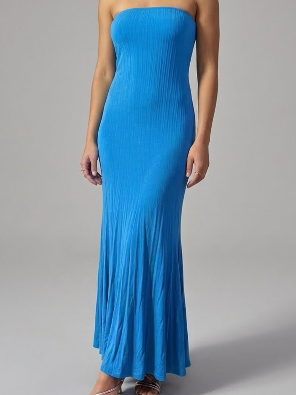 New Blue Strapless Maxi Dress- small